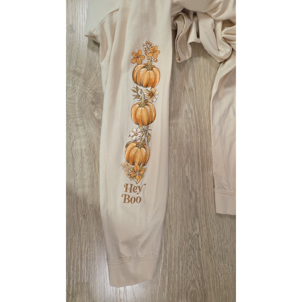 Simply Southern HEY BOO Ghost Halloween Fall Long Sleeve Tan Shirt 2XL - Picture 5 of 11